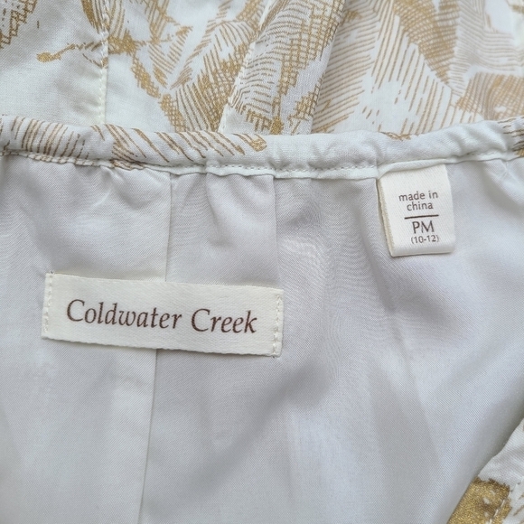 NWT Coldwater Creek Midi Skirt with Gold Tan Botanical Print, Size Medium - Picture 9 of 10